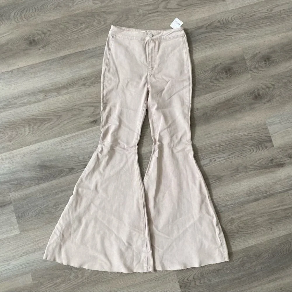 NWT Free People Just Float On Flare Jeans Tan 28